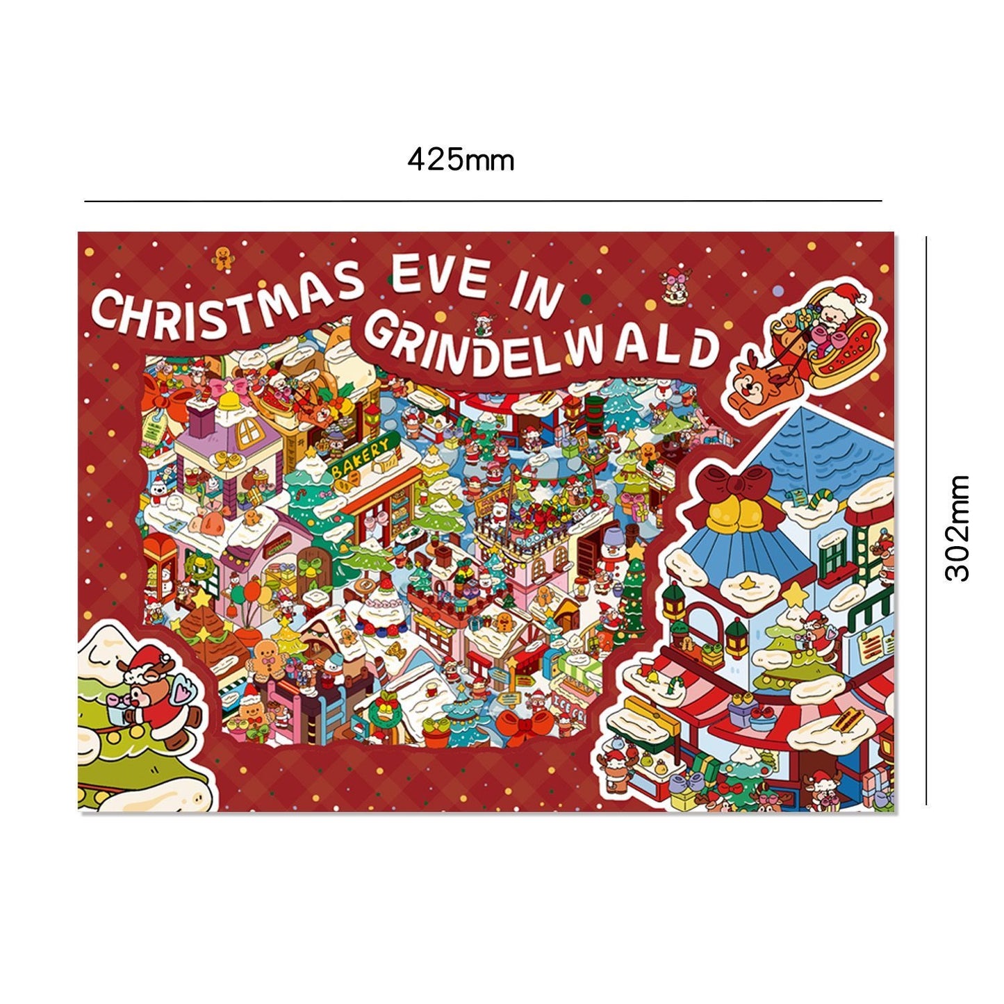 #037 Senyou 2.0 Extra Large Christmas Eve in Grindelwald Series DIY 3D Scene Stickers Cute Miniature Scenes(XL)