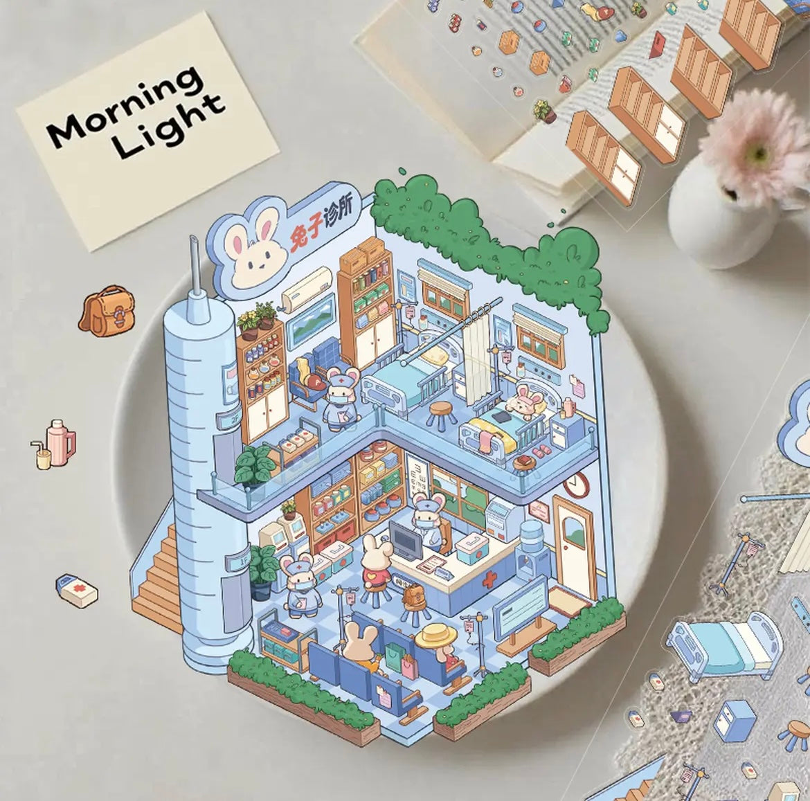 #024 Rabbit Clinic DIY 3D Scene Stickers Miniature Scenes(M)
