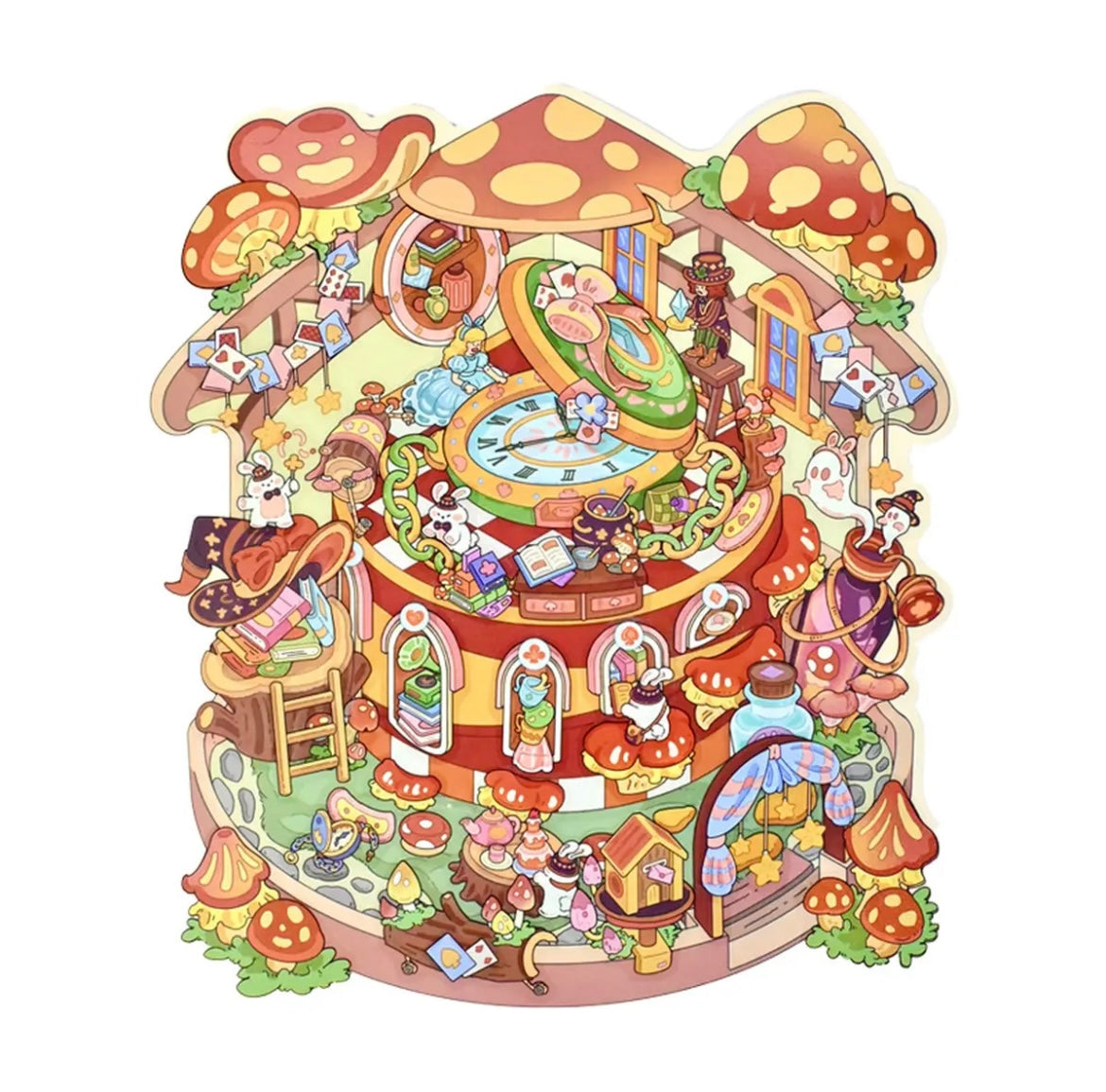 #018 Senyou Large Version 11.0 Alice Series DIY 3D Scene Stickers 4 Miniature Scenes(M)