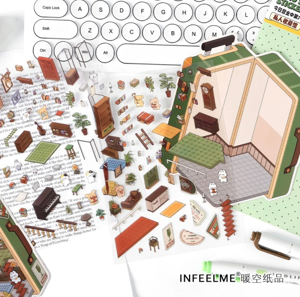 #003 Open Today 6.0 DIY 3D Scene Stickers 4 Miniature Scenes(S)