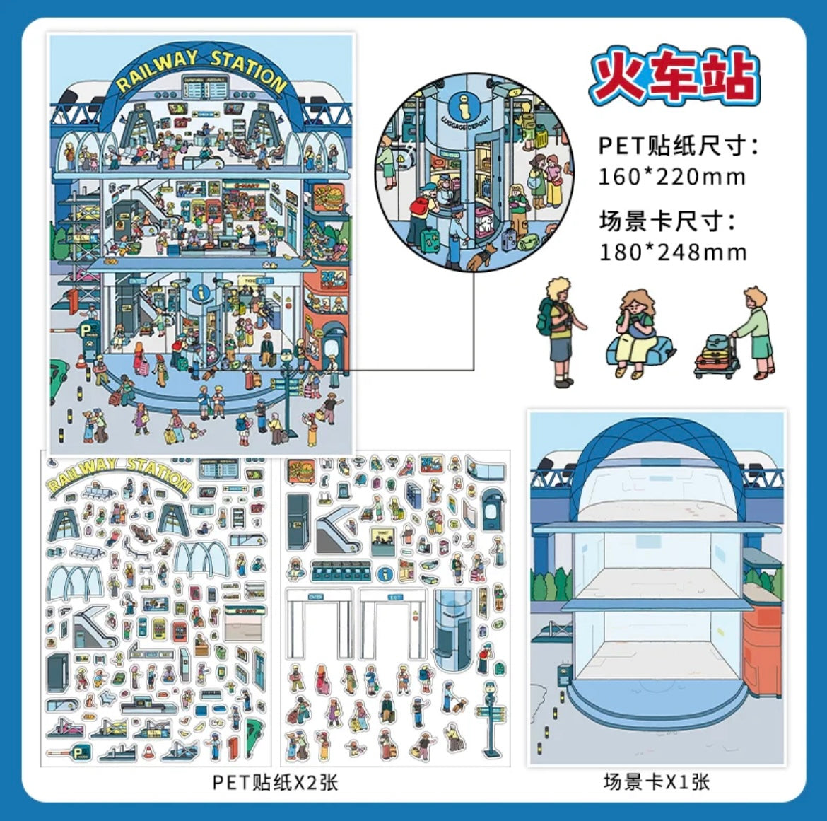 #008 Open Today 30.0 DIY 3D Scene Stickers 2 Miniature Scenes(M)