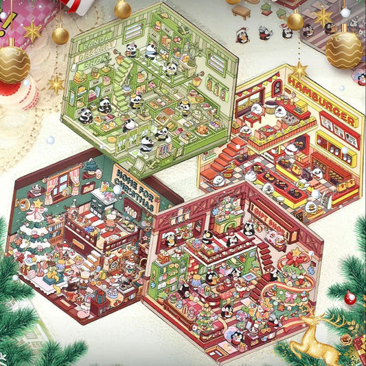 #020 Senyou 3.0 Christmas DIY 3D Scene Stickers 4 Miniature Scenes(M)
