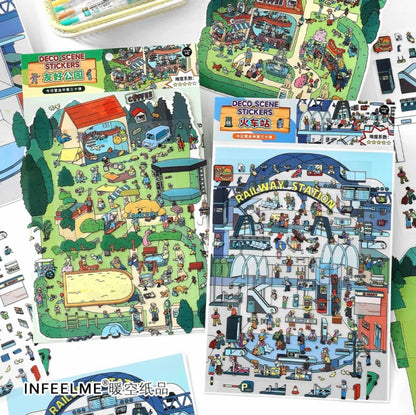 #008 Open Today 30.0 DIY 3D Scene Stickers 2 Miniature Scenes(M)