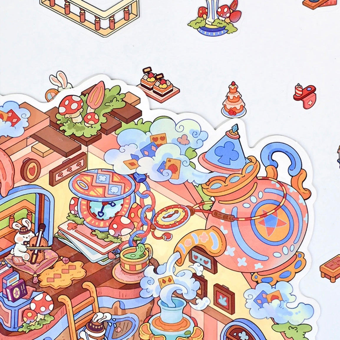 #018 Senyou Large Version 11.0 Alice Series DIY 3D Scene Stickers 4 Miniature Scenes(M)