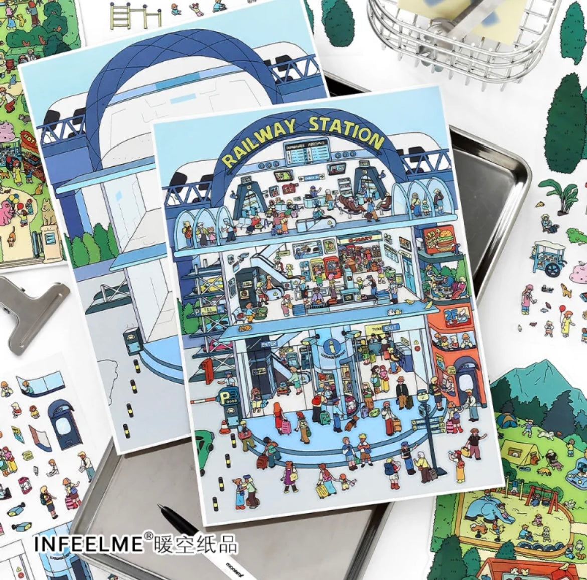 #008 Open Today 30.0 DIY 3D Scene Stickers 2 Miniature Scenes(M)