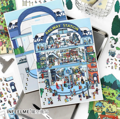 #008 Open Today 30.0 DIY 3D Scene Stickers 2 Miniature Scenes(M)