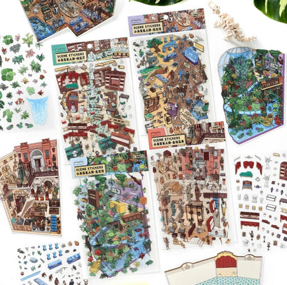 #009 Paper More Cozy Node 8.0 3D Scene Stickers 4 Miniature Scenes(S)
