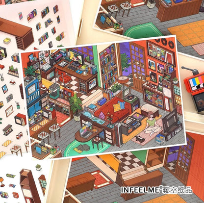 #007 My Cozy House 15.0  DIY 3D Scene Stickers 2 Miniature Scenes(S)