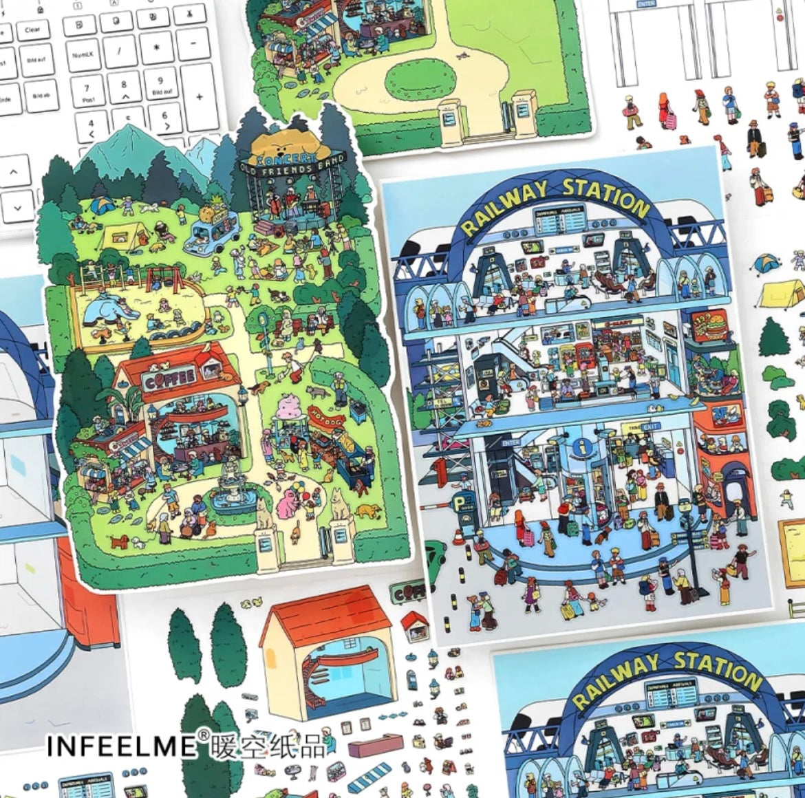 #008 Open Today 30.0 DIY 3D Scene Stickers 2 Miniature Scenes(M)