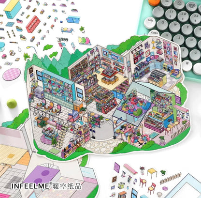 #004 Open Today 22.0 DIY 3D Scene Stickers 2 Miniature Scenes(M)