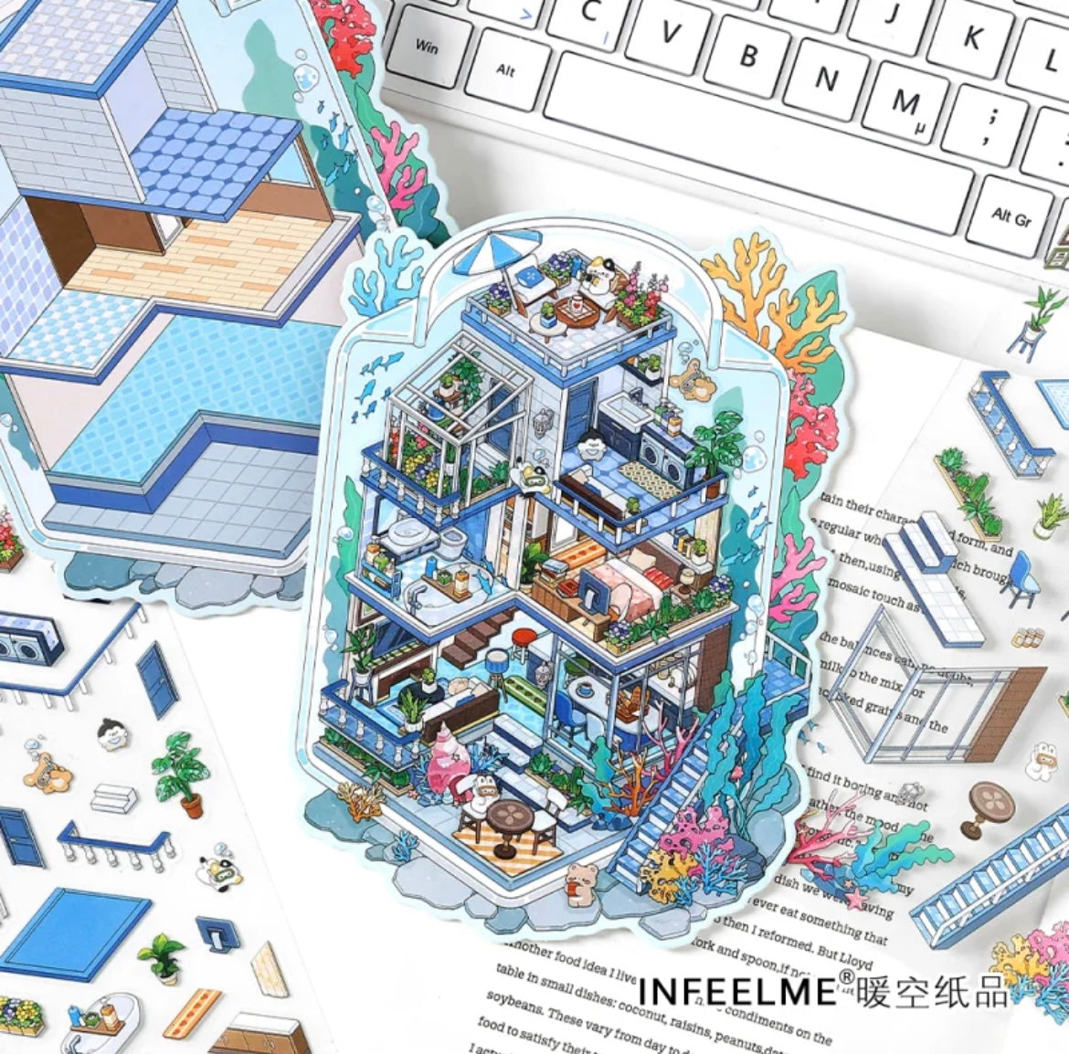 #005 Open Today 9.0 DIY 3D Scene Stickers 4 Miniature Scenes(S)