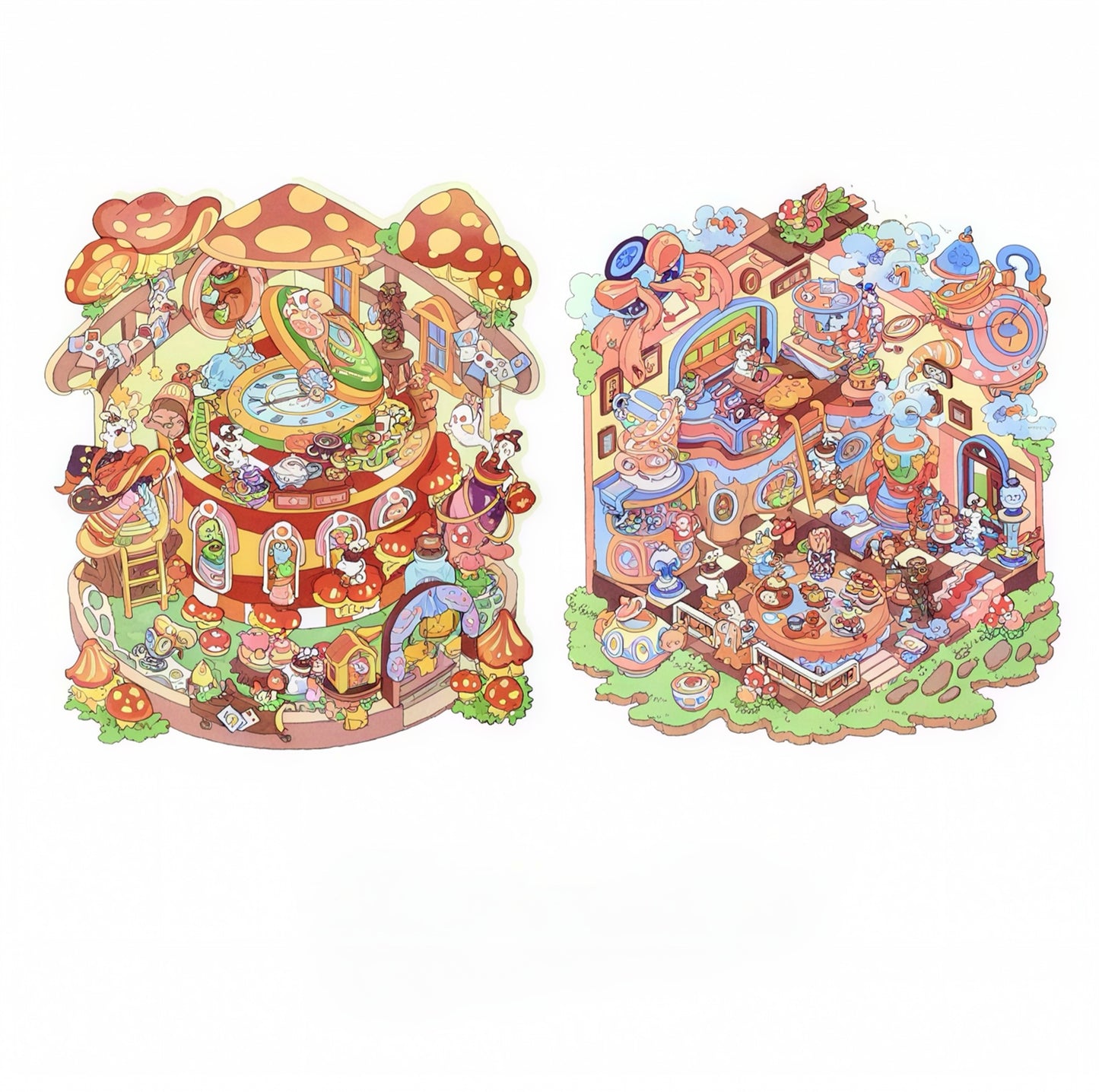 #018 Senyou Large Version 11.0 Alice Series DIY 3D Scene Stickers 4 Miniature Scenes(M)