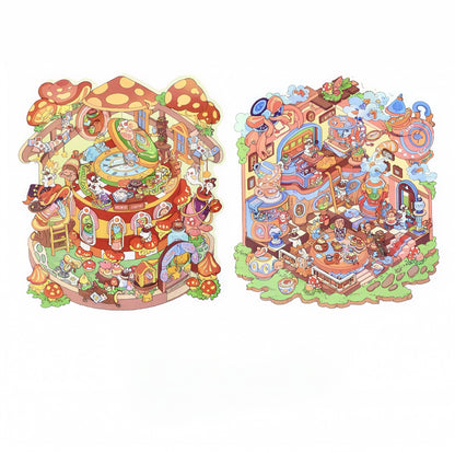 #018 Senyou Large Version 11.0 Alice Series DIY 3D Scene Stickers 4 Miniature Scenes(M)