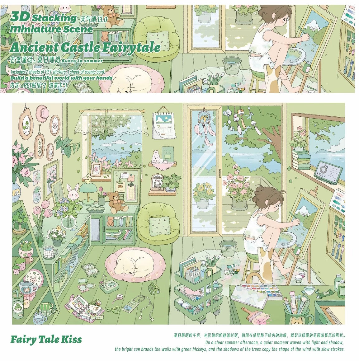 #014 Weather Clear 13.0 Ancient Castle Fairy Tale Series DIY 3D Scene Stickers Miniature Scenes(M)