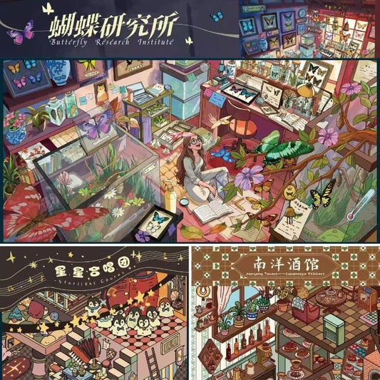 #033 Hutu Dragon 12.0 DIY 3D Scene Stickers 3 Cute Miniature Scenes(M)