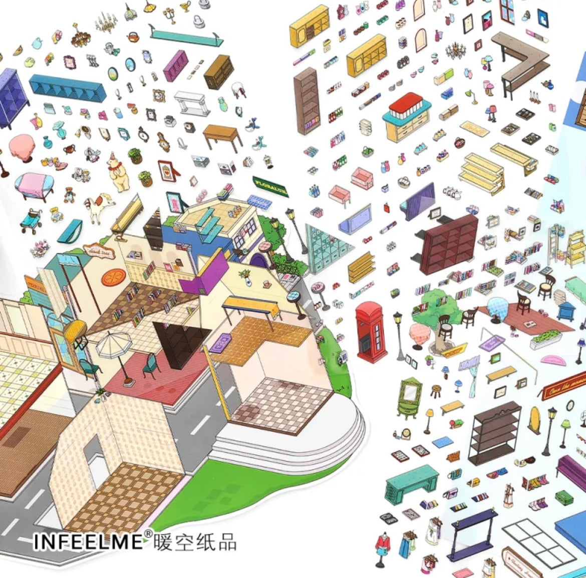 #004 Open Today 22.0 DIY 3D Scene Stickers 2 Miniature Scenes(M)