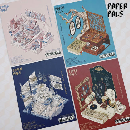 #027 paperpals 4.0 Paper Bubble Eiderdown DIY 3D Scene Stickers 4 Miniature Scenes(M)