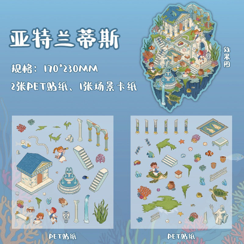 #012 Fangdao Time-Travel Series DIY 3D Scene Stickers 4 Miniature Scenes(S)