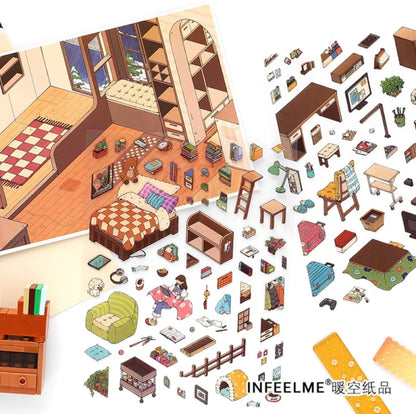 #007 My Cozy House 15.0  DIY 3D Scene Stickers 2 Miniature Scenes(S)