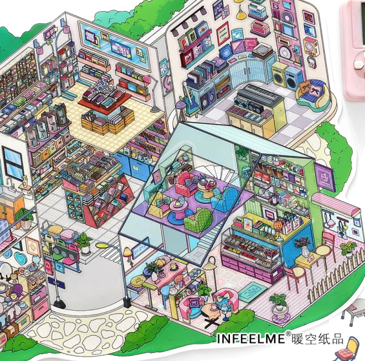 #004 Open Today 22.0 DIY 3D Scene Stickers 2 Miniature Scenes(M)