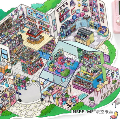 #004 Open Today 22.0 DIY 3D Scene Stickers 2 Miniature Scenes(M)