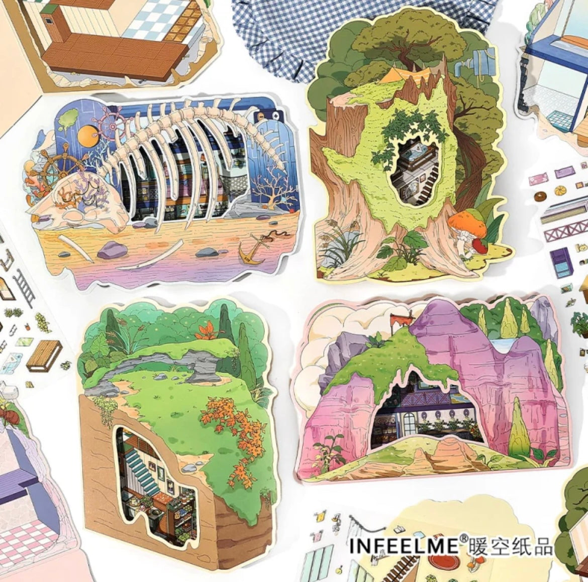 #010 My Cozy House 7.0 DIY 3D Scene Stickers 4 Miniature Scenes(S)