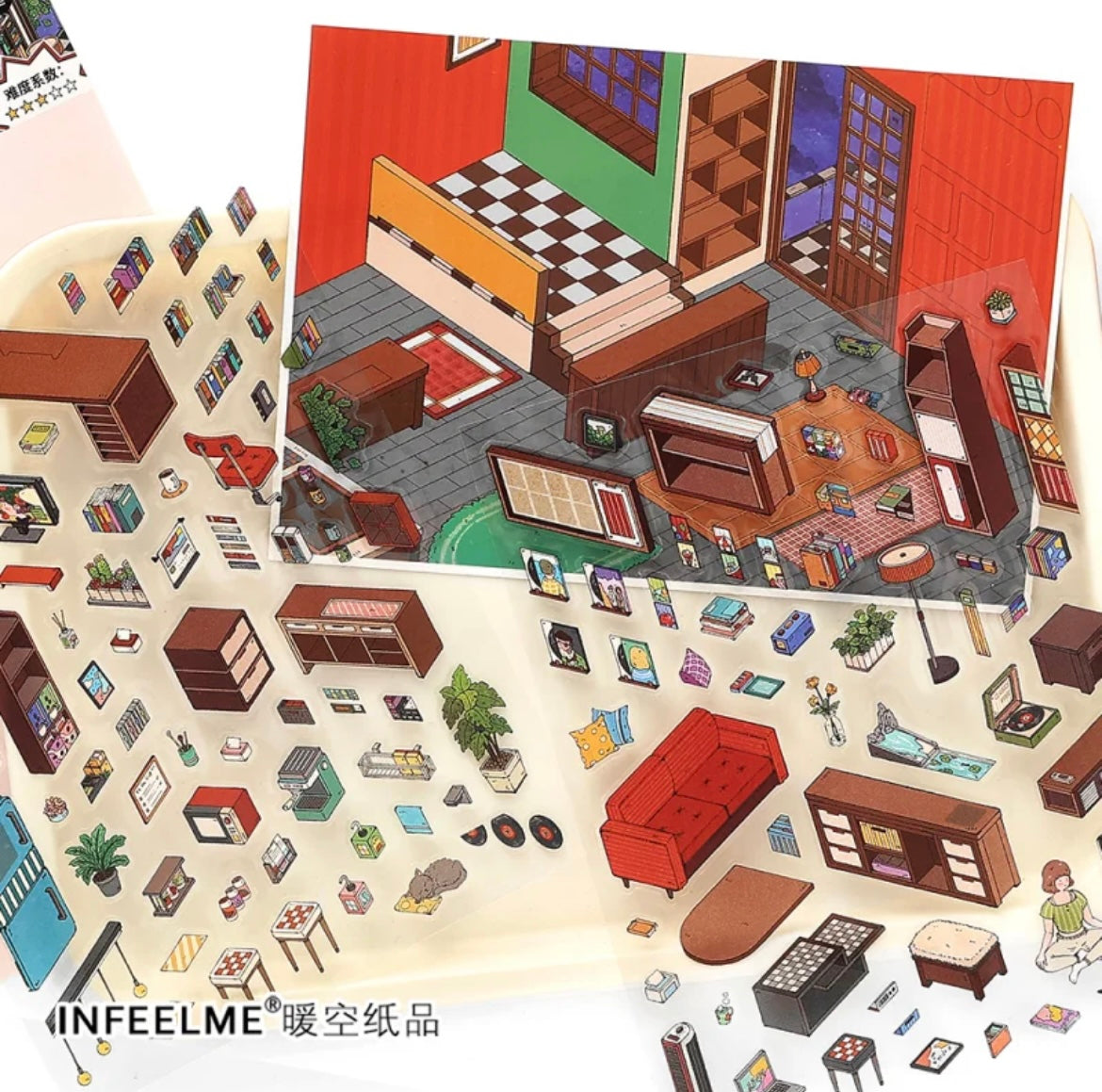 #007 My Cozy House 15.0  DIY 3D Scene Stickers 2 Miniature Scenes(S)