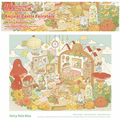 #014 Weather Clear 13.0 Ancient Castle Fairy Tale Series DIY 3D Scene Stickers Miniature Scenes(M)