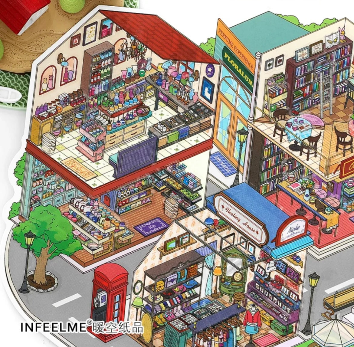 #004 Open Today 22.0 DIY 3D Scene Stickers 2 Miniature Scenes(M)