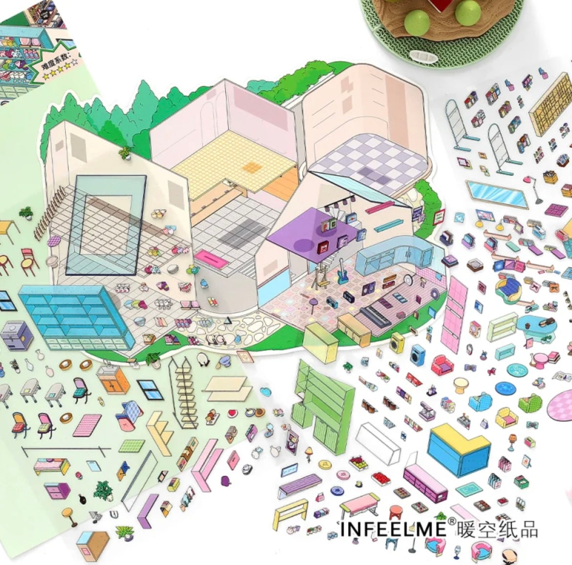 #004 Open Today 22.0 DIY 3D Scene Stickers 2 Miniature Scenes(M)