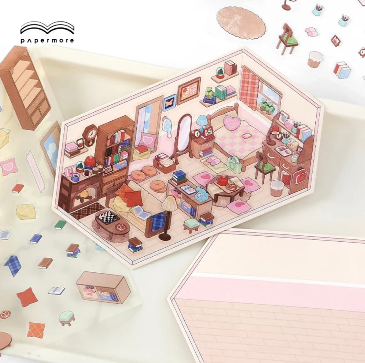 #006 Paper More Cozy Nook PET DIY 3D Scene Stickers 4 Miniature Scenes(S)