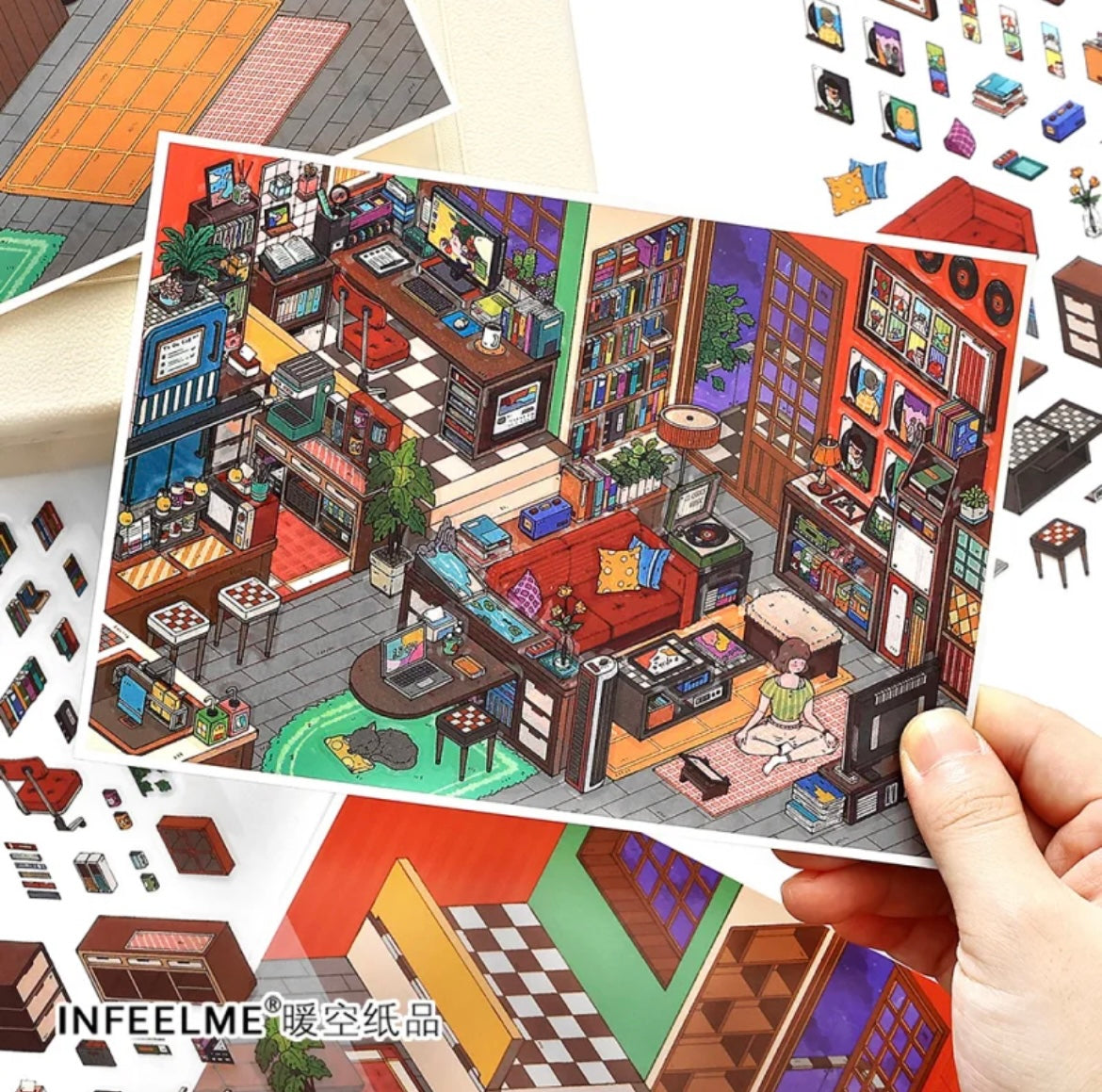 #007 My Cozy House 15.0  DIY 3D Scene Stickers 2 Miniature Scenes(S)