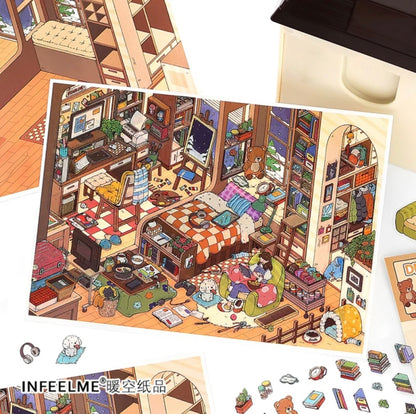 #007 My Cozy House 15.0  DIY 3D Scene Stickers 2 Miniature Scenes(S)