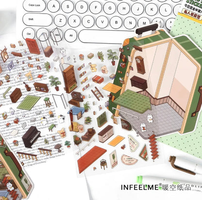 #003 Open Today 6.0 DIY 3D Scene Stickers 4 Miniature Scenes(S)