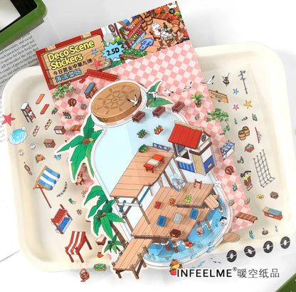 #005 Open Today 9.0 DIY 3D Scene Stickers 4 Miniature Scenes(S)