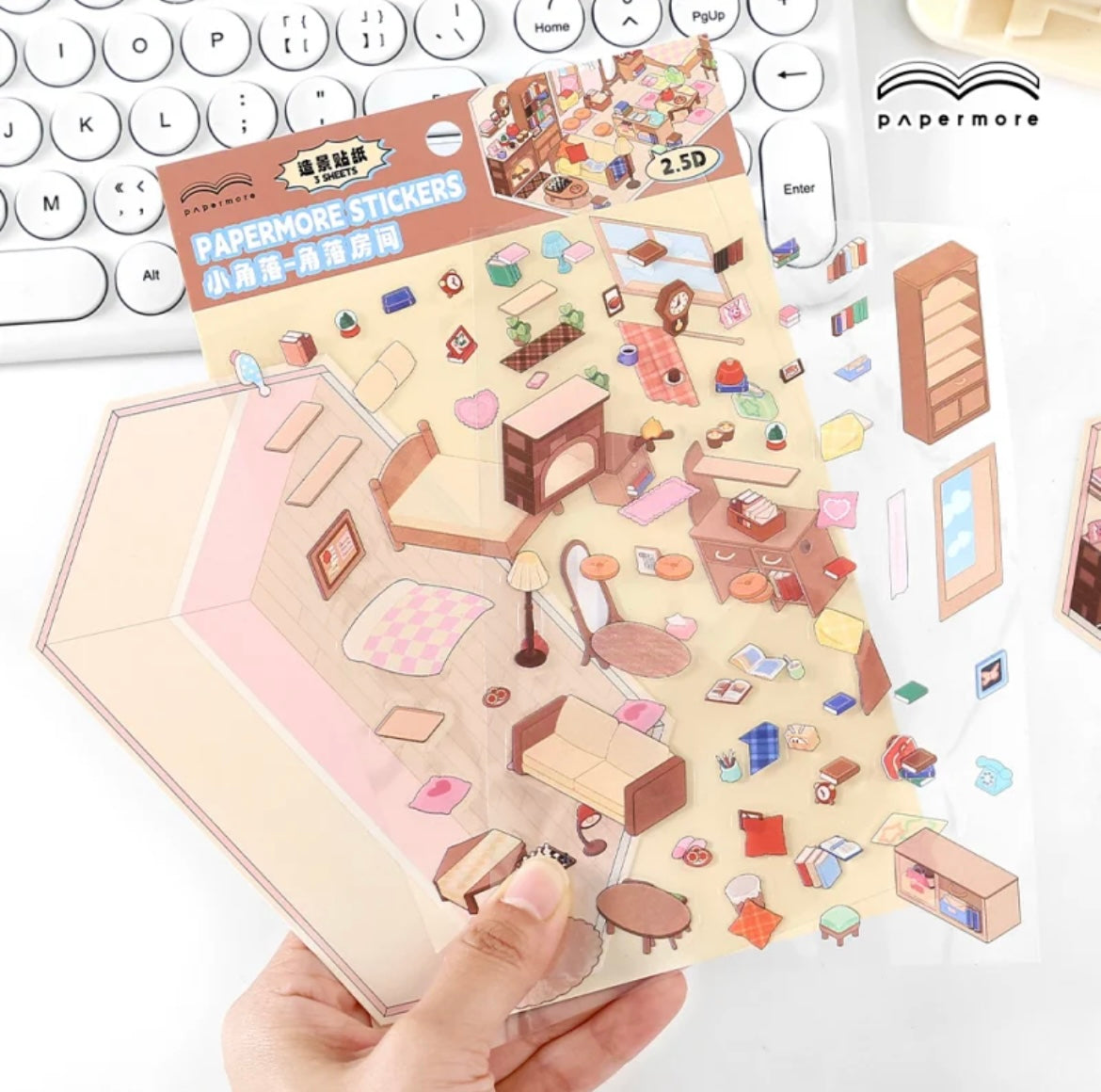 #006 Paper More Cozy Nook PET DIY 3D Scene Stickers 4 Miniature Scenes(S)