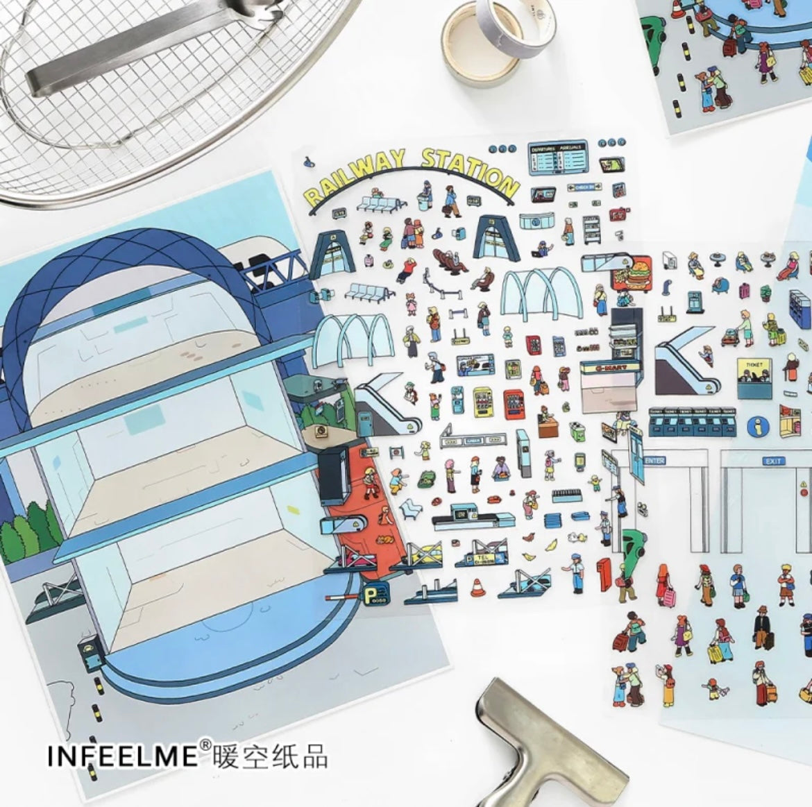 #008 Open Today 30.0 DIY 3D Scene Stickers 2 Miniature Scenes(M)