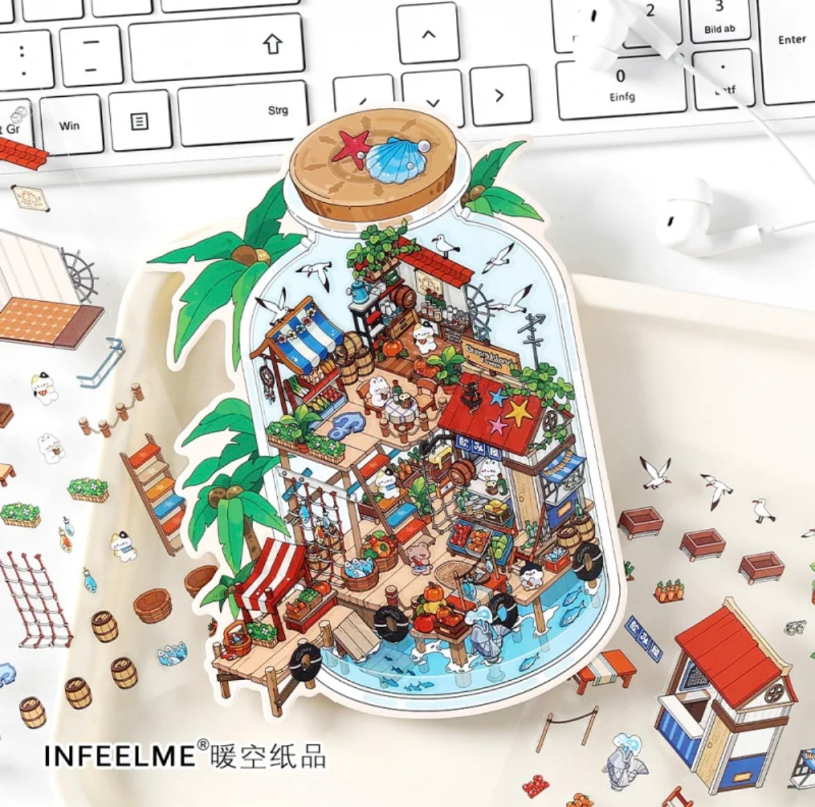 #005 Open Today 9.0 DIY 3D Scene Stickers 4 Miniature Scenes(S)