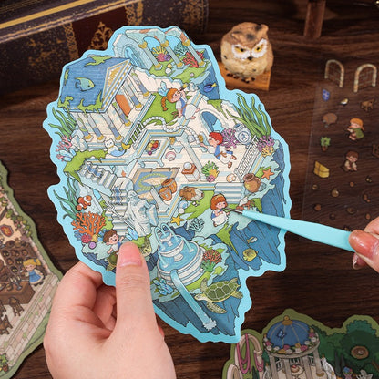 #012 Fangdao Time-Travel Series DIY 3D Scene Stickers 4 Miniature Scenes(S)