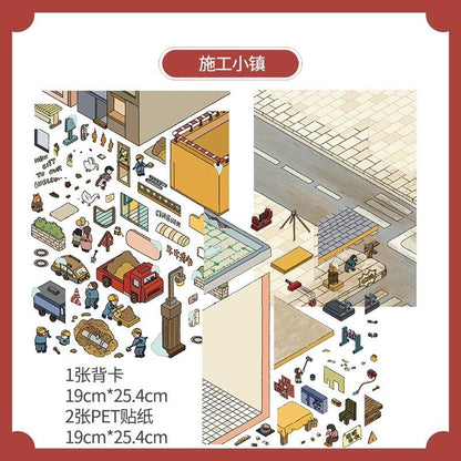 #035 Pocket hill 4.0 Original Extra Large  DIY 3D Scene Stickers 2 Cute Miniature Scenes(L)