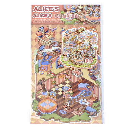 #018 Senyou Large Version 11.0 Alice Series DIY 3D Scene Stickers 4 Miniature Scenes(M)
