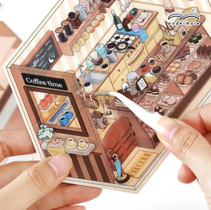 #006 Paper More Cozy Nook PET DIY 3D Scene Stickers 4 Miniature Scenes(S)