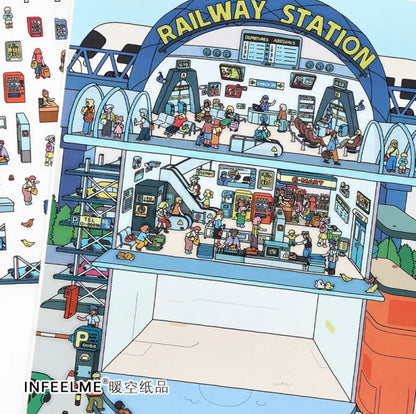 #008 Open Today 30.0 DIY 3D Scene Stickers 2 Miniature Scenes(M)