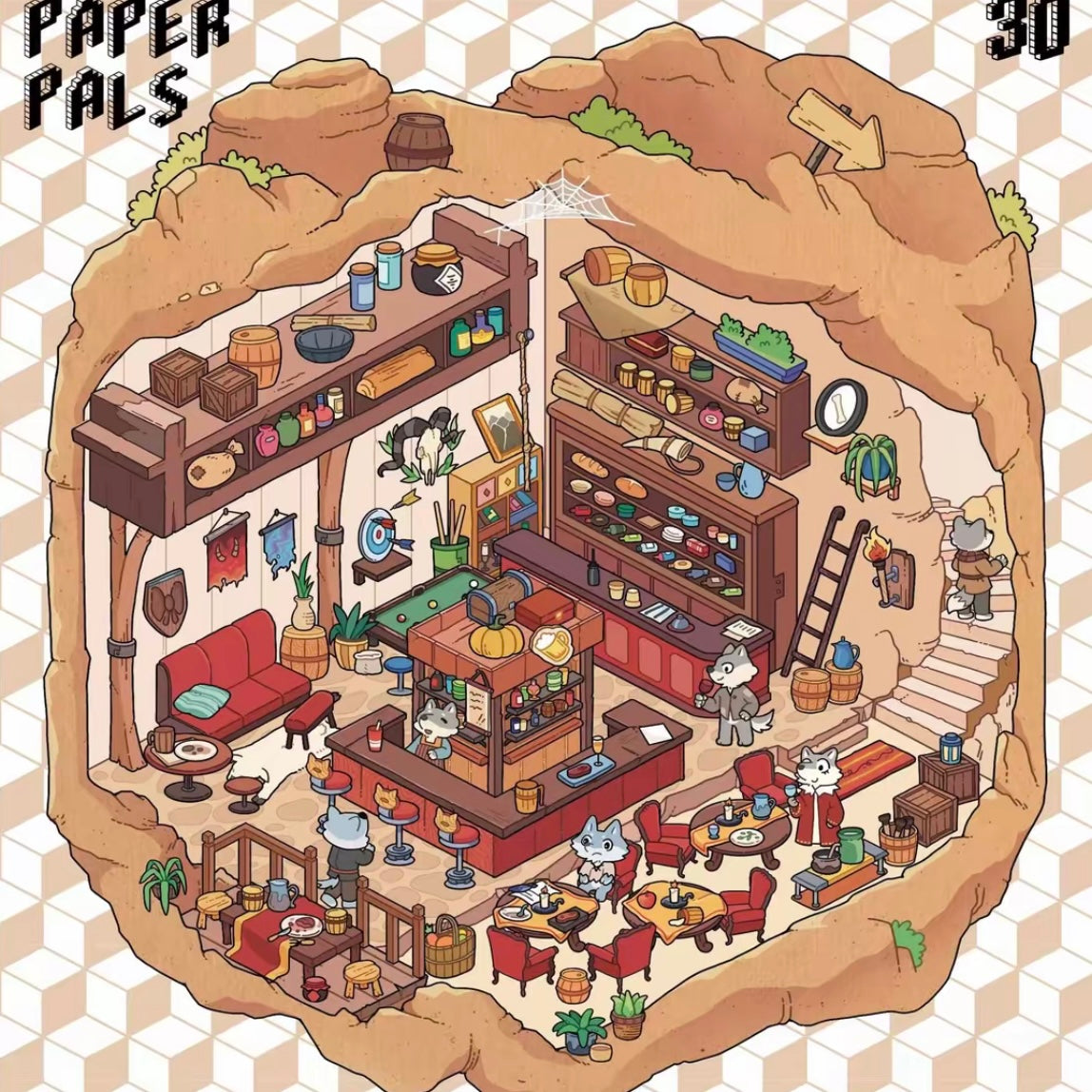 #019 paperpals3.0 DIY 3D Scene Stickers 4 Miniature Scenes(M)