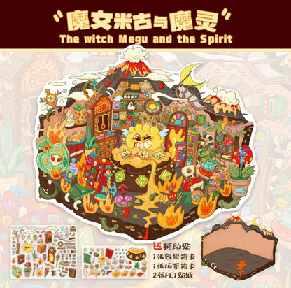 #030 Hutu Dragon 11.0 Nineteenth-Century Wedding Banquet DIY 3D Scene Stickers 3 Miniature Scenes(L)