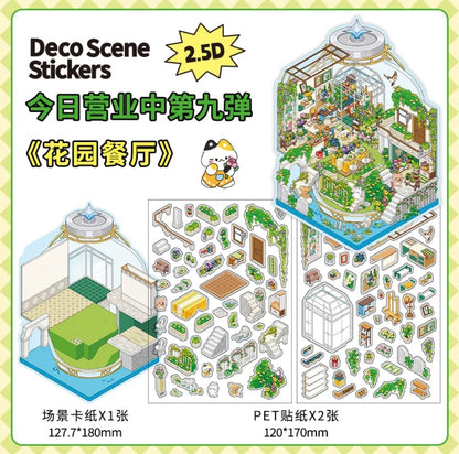 #005 Open Today 9.0 DIY 3D Scene Stickers 4 Miniature Scenes(S)