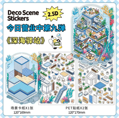 #005 Open Today 9.0 DIY 3D Scene Stickers 4 Miniature Scenes(S)