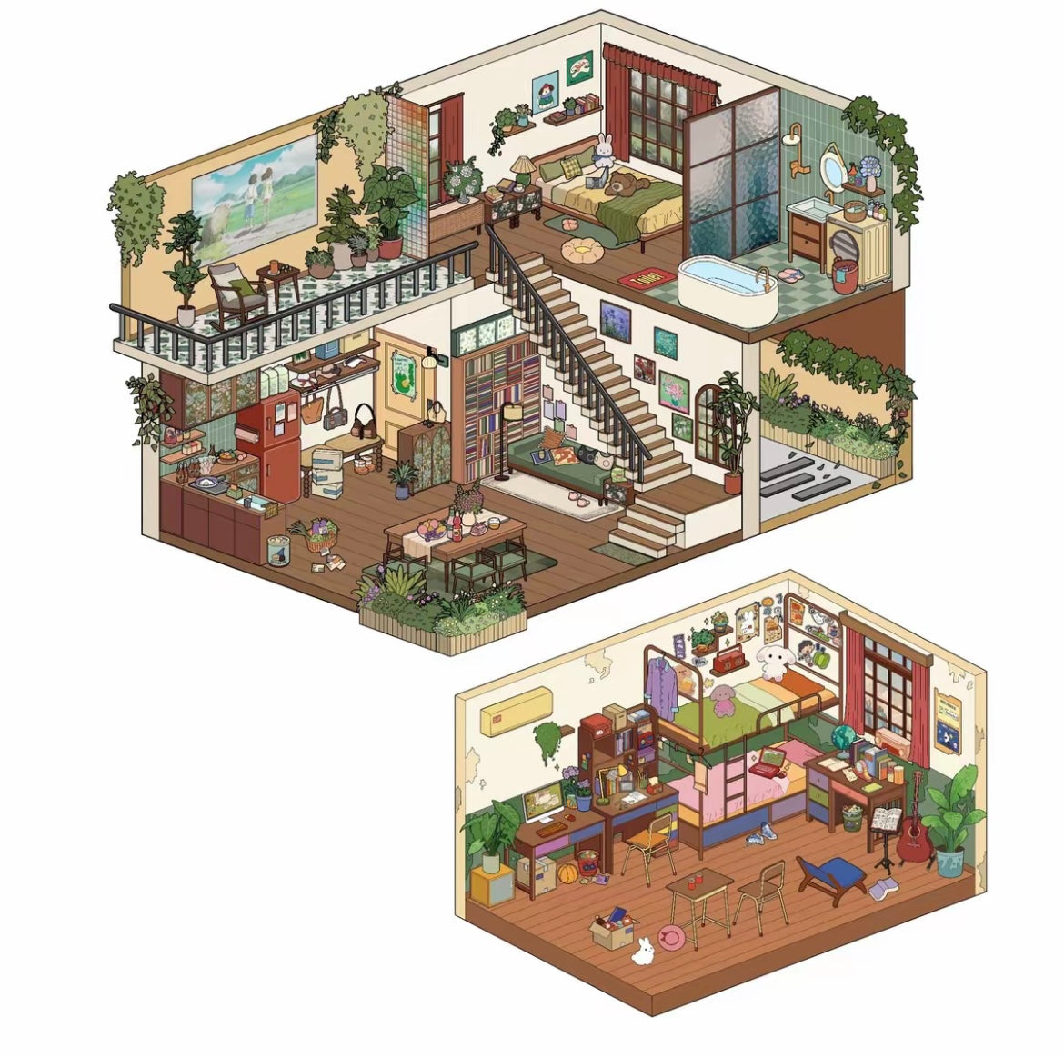 #023 Inspiration Dream Catcher 3.0 DIY 3D Scene Stickers 2 Miniature Scenes(M)