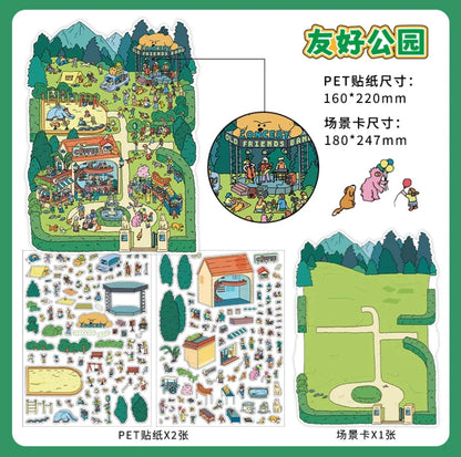 #008 Open Today 30.0 DIY 3D Scene Stickers 2 Miniature Scenes(M)