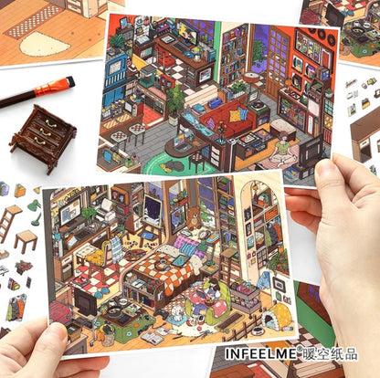 #007 My Cozy House 15.0  DIY 3D Scene Stickers 2 Miniature Scenes(S)